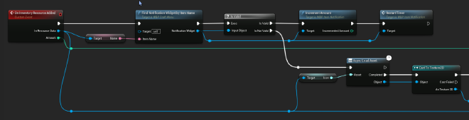 Example of subscribing to the ‘OnInventoryResourceAdded’ event, which displays a notification on the player&rsquo;s screen
