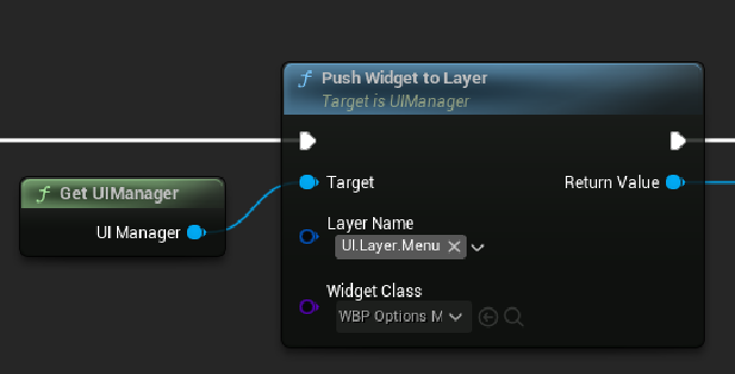 The options menu is pushed onto the “Menu” stack.